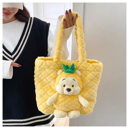 Cute Cartoon Plush Tote Bag for Girls | Kawaii Soft Furry Shoulder Handbag