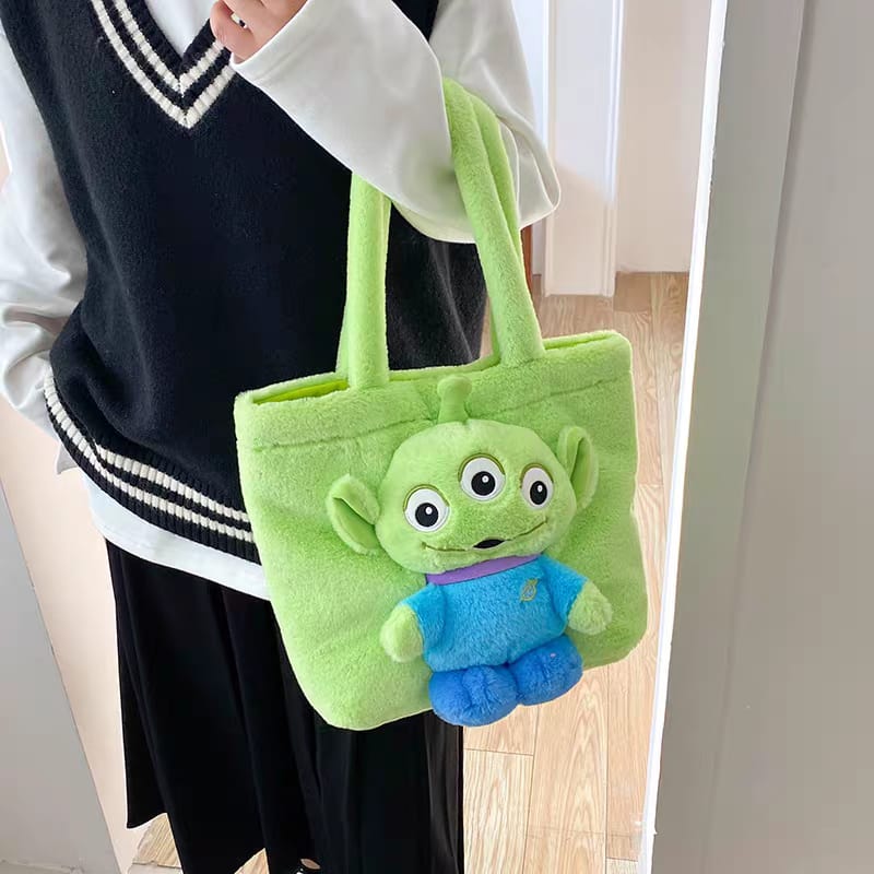 Cute Cartoon Plush Tote Bag for Girls | Kawaii Soft Furry Shoulder Handbag