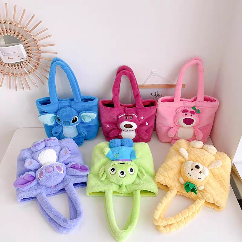 Cute Cartoon Plush Tote Bag for Girls | Kawaii Soft Furry Shoulder Handbag