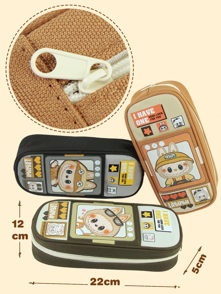 LABUBU Multi-Color Cartoon Pencil Pouch with Zippe
