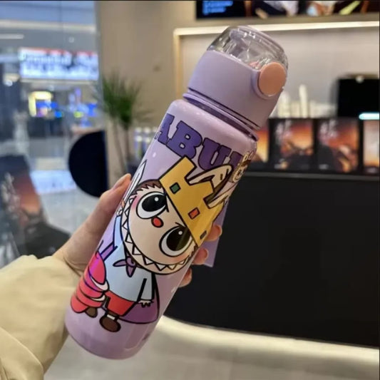 Labubu Cartoon Printed Sipper Bottle – 1000ml Leakproof