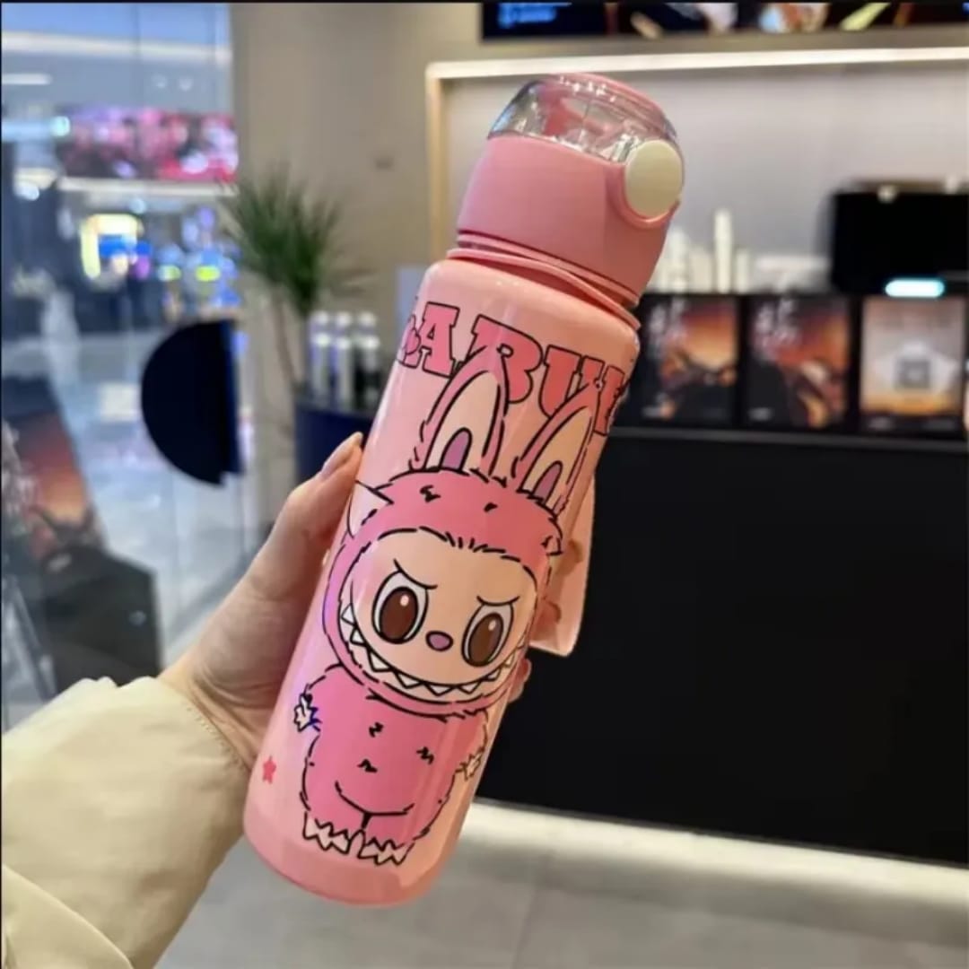 Labubu Cartoon Printed Sipper Bottle – 1000ml Leakproof