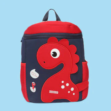 Premium Quality 3D Dino Backpack for kindergarten kids single zip small size (red)