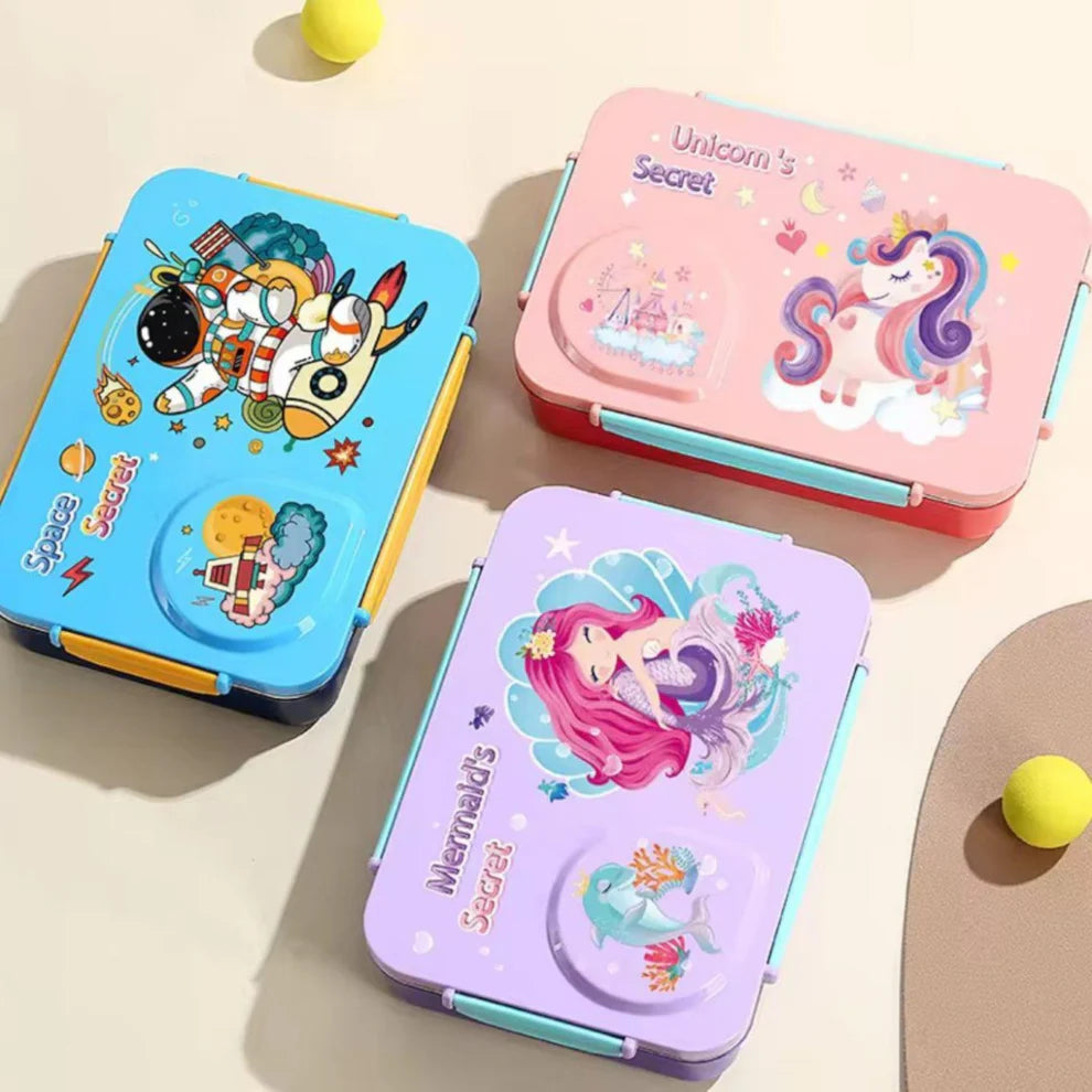 Leakproof 3 Grids Stainless Steel Lunch Box for Kids with Bowl