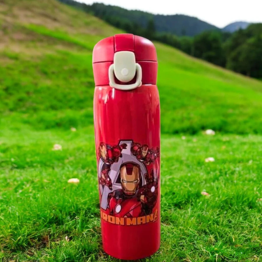 Superhero Theme Flip top Stainless Steel Cartoon Bottle for Kids