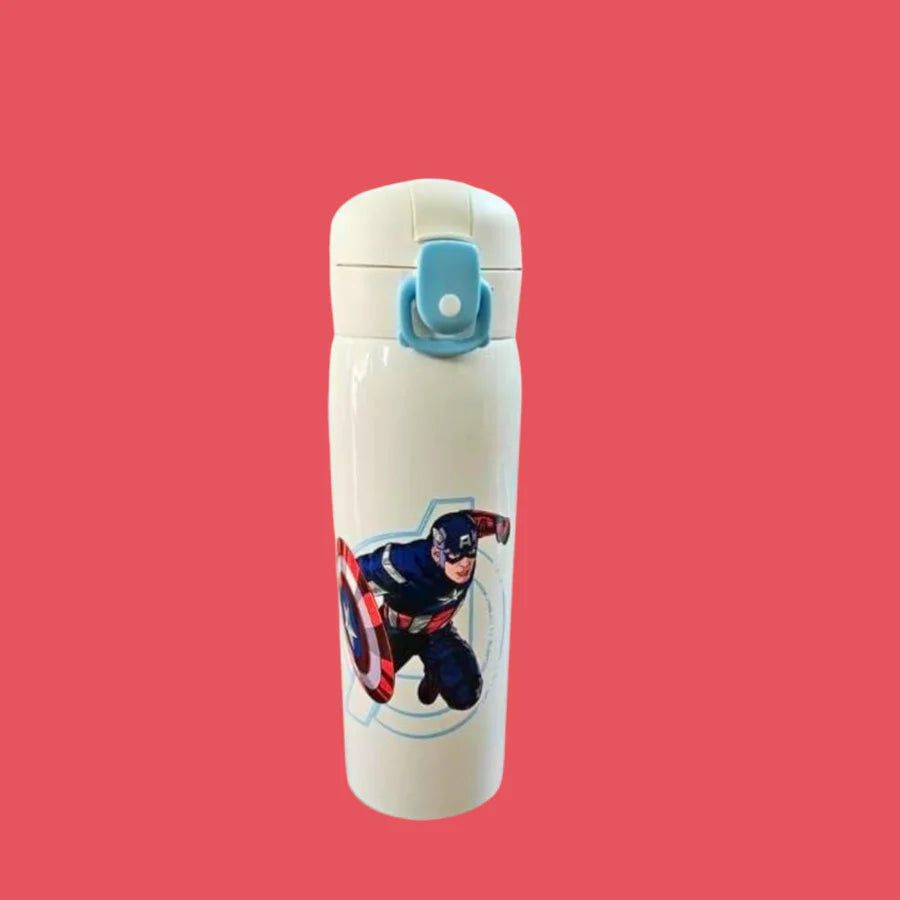 Superhero Theme Flip top Stainless Steel Cartoon Bottle for Kids