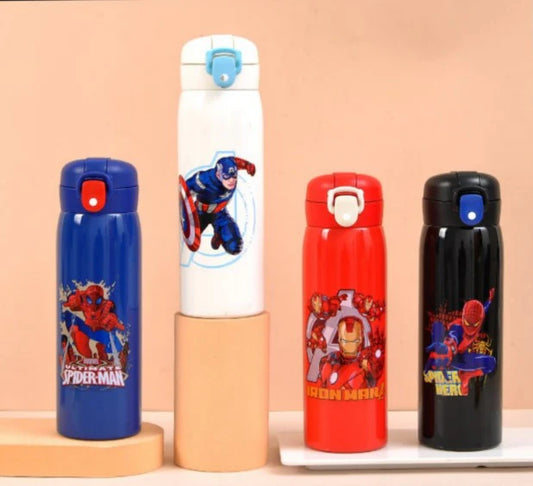 Superhero Theme Flip top Stainless Steel Cartoon Bottle for Kids