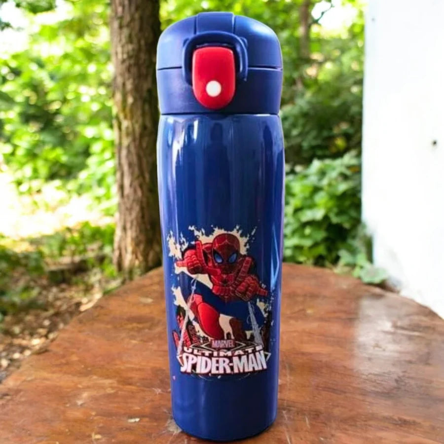 Superhero Theme Flip top Stainless Steel Cartoon Bottle for Kids